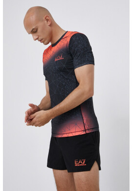 EA7 Emporio Armani Тениска мъжка в оранжево с десен - Pepit.bg