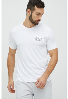 EA7 Emporio Armani Тениска в бяло с изчистен дизайн - Pepit.bg