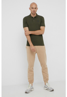 EA7 Emporio Armani Тениска с яка мъжка в зелено с изчистен дизайн - Pepit.bg