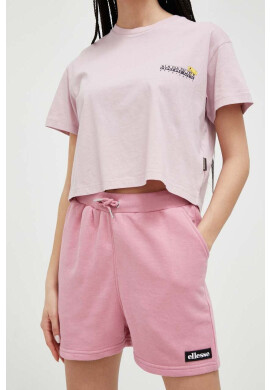 Ellesse Къс панталон в розово с апликация с висока талия - Pepit.bg