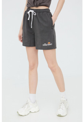 Ellesse Памучен къс панталон в сиво с апликация с висока талия - Pepit.bg