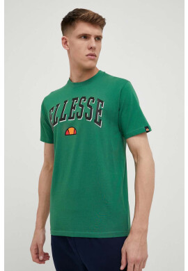 Ellesse Памучна тениска в зелено с принт - Pepit.bg