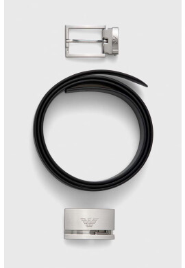 Emporio Armani Кожен колан мъжки в черно - Pepit.bg