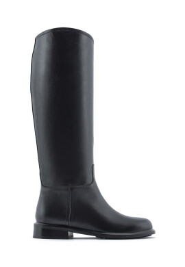 Emporio Armani Кожени ботуши в черно с равна подметка X3O216 XF652 00002 - Pepit.bg