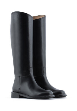 Emporio Armani Кожени ботуши в черно с равна подметка X3O216 XF652 00002 - Pepit.bg