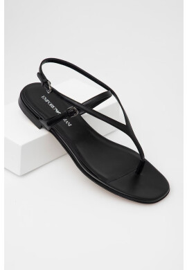 Emporio Armani Кожени сандали дамско в черно - Pepit.bg