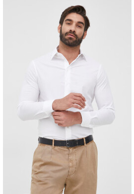 Emporio Armani Риза мъжка в бяло със стандартна кройка с класическа яка - Pepit.bg