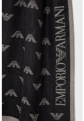 Emporio Armani Шал мъжки в черно с изчистен дизайн - Pepit.bg