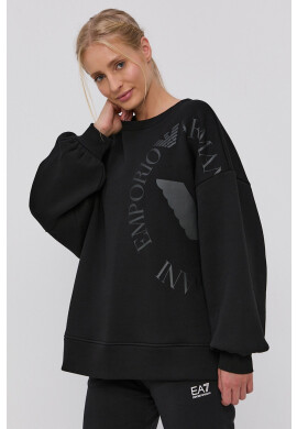 Emporio Armani Суичър дамски в черно с принт - Pepit.bg