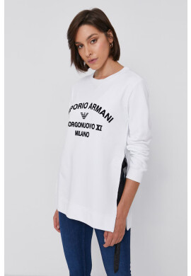 Emporio Armani Суичър дамски в бяло с принт - Pepit.bg