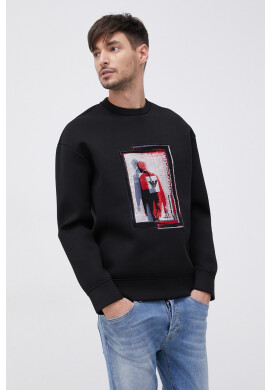 Emporio Armani Суичър мъжки в черно с апликация - Pepit.bg