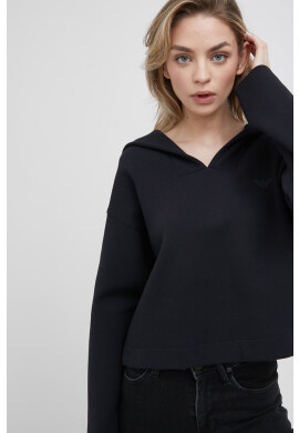 Emporio Armani Суичър в тъмносиньо с изчистен дизайн - Pepit.bg