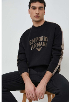 Emporio Armani Суичър в черно с десен - Pepit.bg