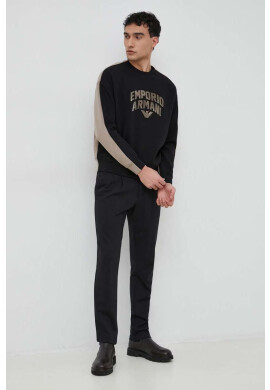 Emporio Armani Суичър в черно с десен - Pepit.bg