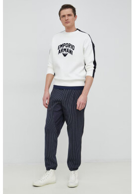 Emporio Armani Суичър в бяло с десен - Pepit.bg