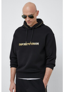Emporio Armani Суичър в черно с качулка с принт - Pepit.bg