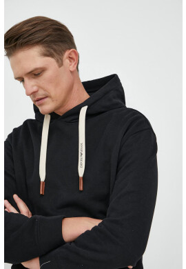 Emporio Armani Суичър с кашмир в черно с качулка с изчистен дизайн - Pepit.bg