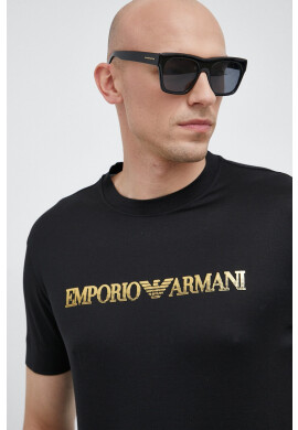 Emporio Armani Тениска в черно с принт - Pepit.bg