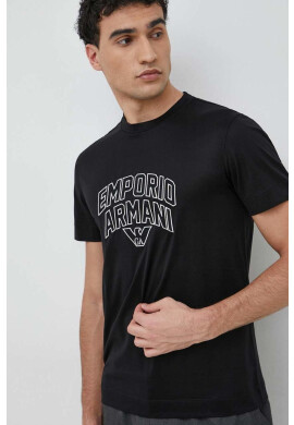 Emporio Armani Тениска в черно с апликация - Pepit.bg
