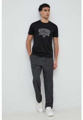 Emporio Armani Тениска в черно с апликация - Pepit.bg