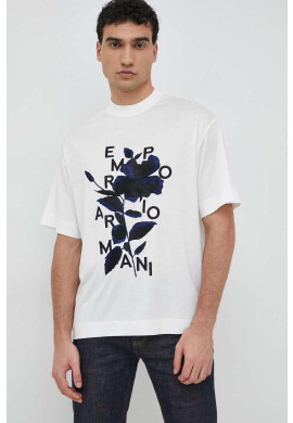 Emporio Armani Тениска в бяло с апликация - Pepit.bg