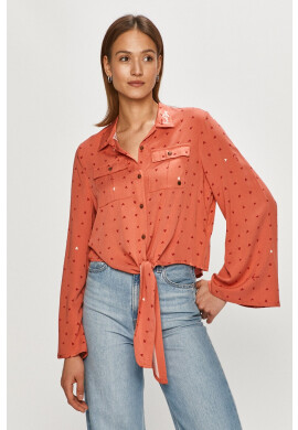 Femi Stories Риза дамска в розово със стандартна кройка с класическа яка - Pepit.bg