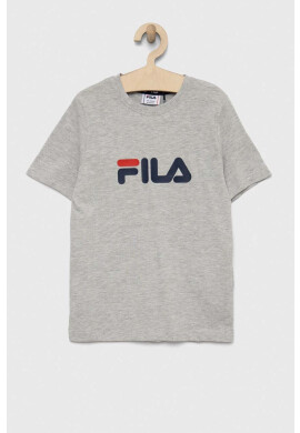 Fila Детска памучна тениска в сиво с принт - Pepit.bg
