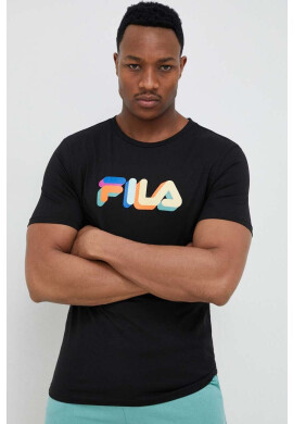 Fila Памучна тениска в черно с десен - Pepit.bg