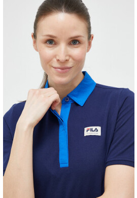 Fila Памучна тениска с яка в тъмносиньо - Pepit.bg