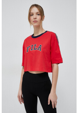 Fila Памучна тениска x Hailey Bieber в червено - Pepit.bg