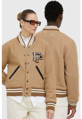Filling Pieces Вълнено яке бомбър Varsity Jacket в кафяво с преходна изолация 81422209985 - Pepit.bg