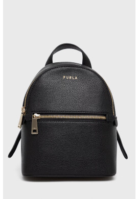Furla Кожена раница Libera дамска в черно малък размер с изчистен дизайн - Pepit.bg