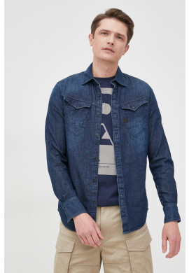 G-Star Raw Дънкова риза мъжка в тъмносиньо с кройка по тялото с класическа яка - Pepit.bg
