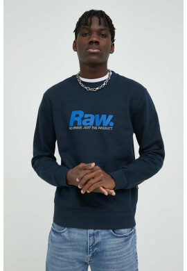 G-Star Raw Памучен суичър в тъмносиньо с принт - Pepit.bg