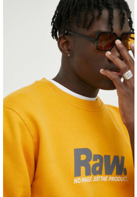 G-Star Raw Памучен суичър в оранжево с принт - Pepit.bg