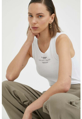 G-Star Raw Памучен топ в бяло - Pepit.bg