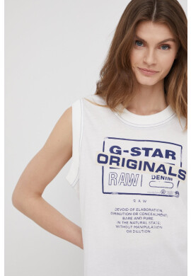 G-Star Raw Памучен топ в бяло - Pepit.bg