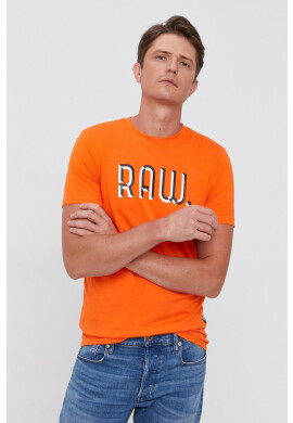 G-Star Raw Памучна тениска в оранжево с принт - Pepit.bg