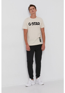 G-Star Raw Памучна тениска в бежово с апликация - Pepit.bg