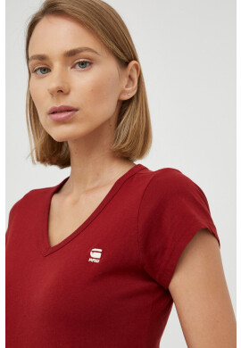 G-Star Raw Памучна тениска в бордо - Pepit.bg