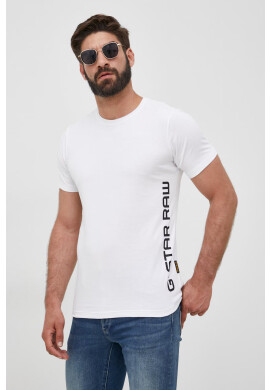 G-Star Raw Памучна тениска в бежово - Pepit.bg