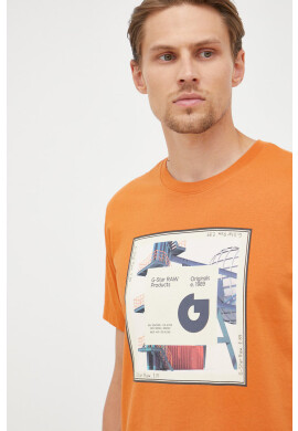 G-Star Raw Памучна тениска в зелено с принт - Pepit.bg