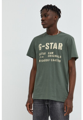 G-Star Raw Памучна тениска в зелено с принт - Pepit.bg