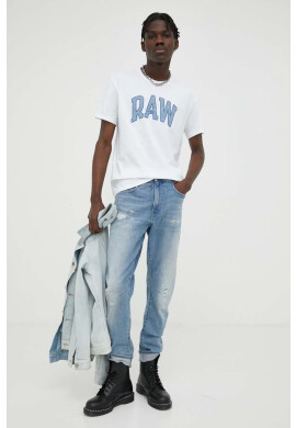 G-Star Raw Памучна тениска в бяло с принт - Pepit.bg