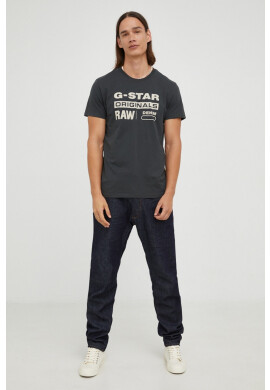 G-Star Raw Памучна тениска в сиво с принт - Pepit.bg