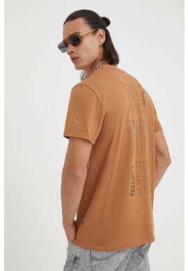 G-Star Raw Памучна тениска в кафяво с принт - Pepit.bg