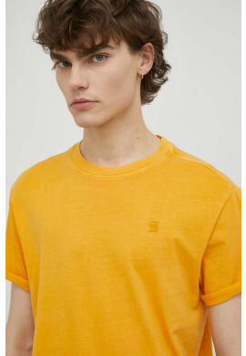 G-Star Raw Памучна тениска в жълто с изчистен дизайн - Pepit.bg