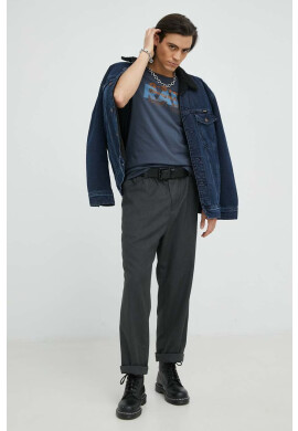 G-Star Raw Памучна тениска в сиво с принт - Pepit.bg