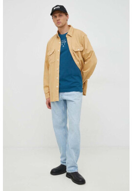 G-Star Raw Памучна тениска в тюркоазено с принт - Pepit.bg