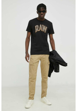 G-Star Raw Памучна тениска в черно с принт - Pepit.bg